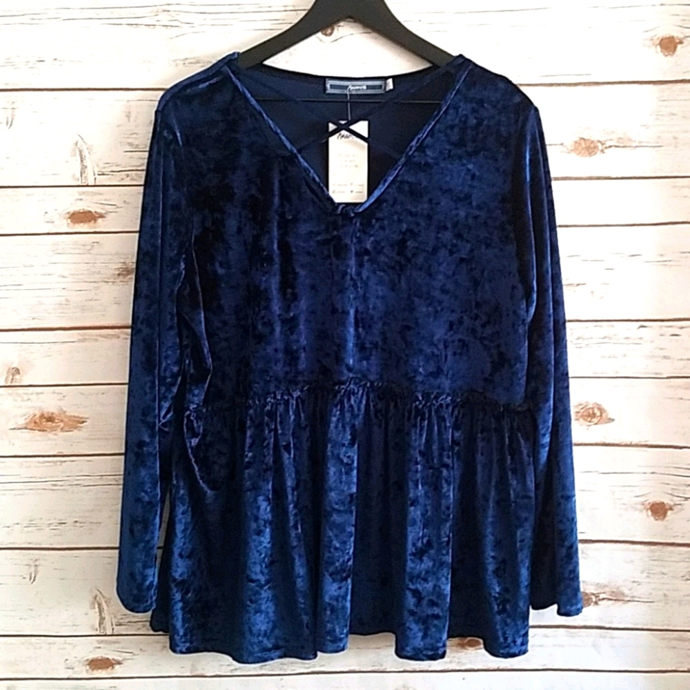Highness | Gothic Lolita Blue Velvet Etheral Shirt